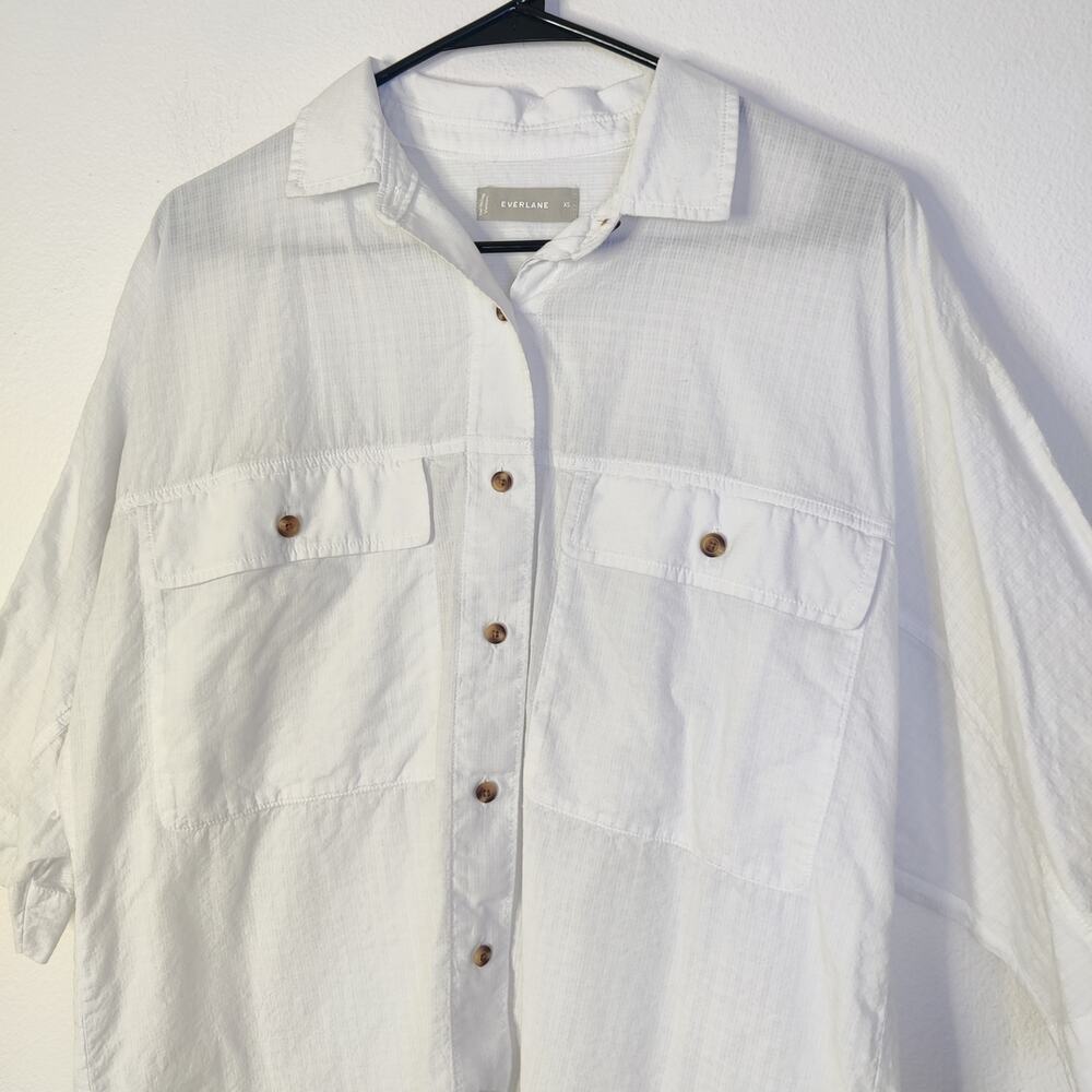 Everlane Tourist Oversized White Cotton Shirt XS Lightweight Button Up Travel - Picture 7 of 14